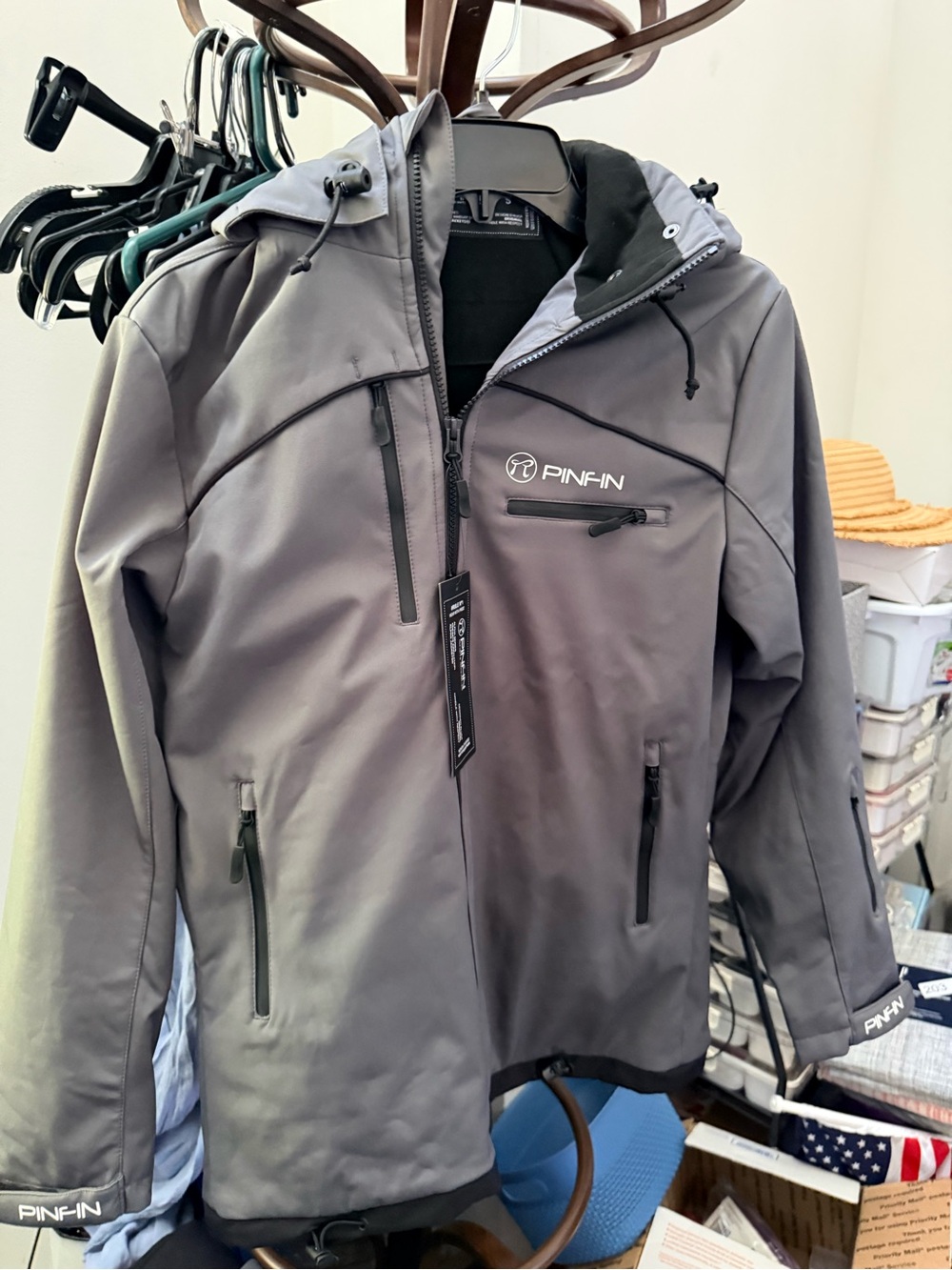 Men's Gray Hooded Softshell Jacket